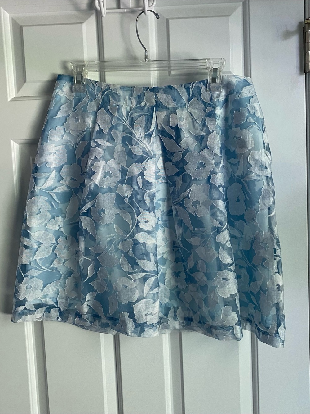 Worthington Baby Blue Organza Floral Skirt 8P NWT